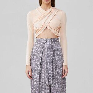 SIGNIFICANT OTHER Arta Long Sleeve Wrap Peach Crop Top Size US 2 Sold Out Online